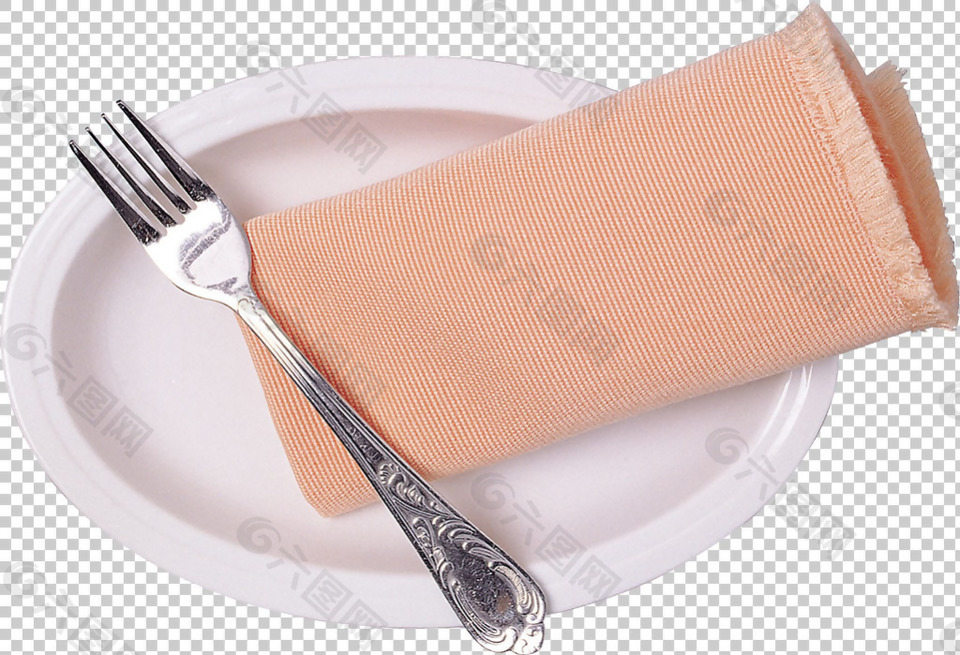 圆形盘子叉子免抠png透明图层素材