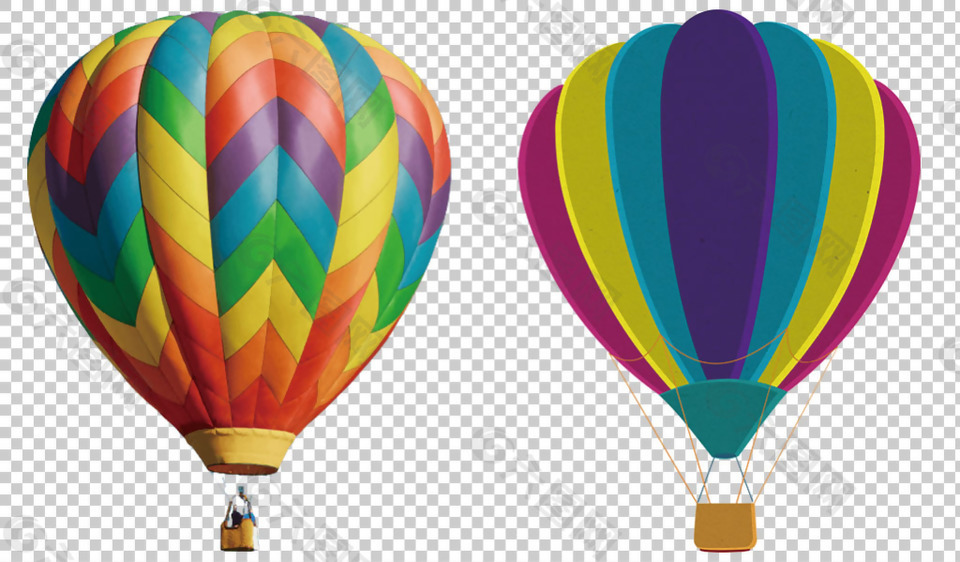 彩色的热气球图免抠png透明图层素材