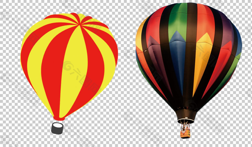 彩色漂亮热气球免抠png透明图层素材