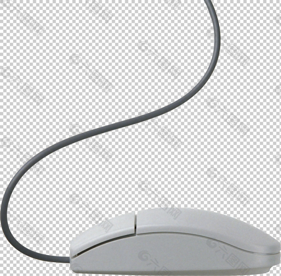 白色线控鼠标免抠png透明图层素材