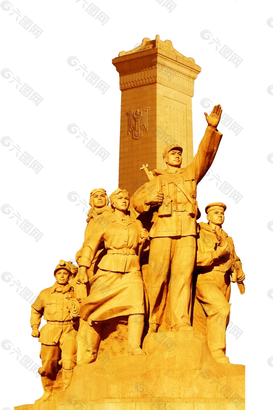 八路军人物雕像元素