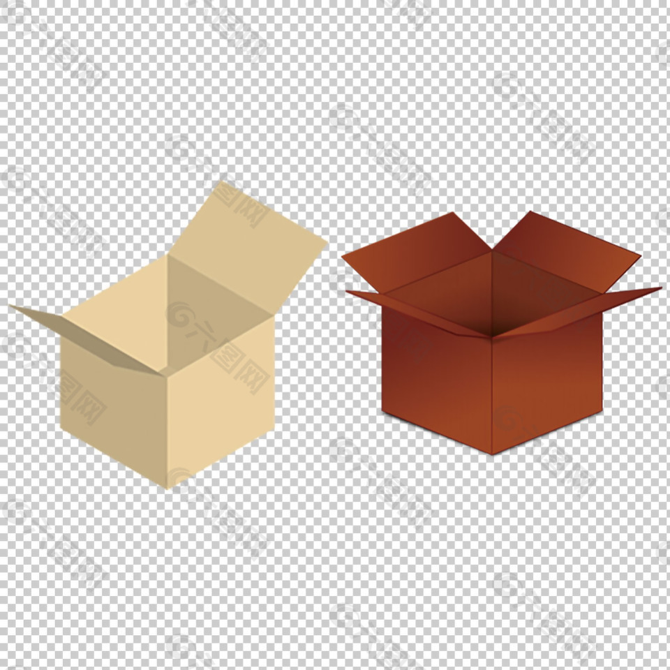 两种颜色纸盒免抠png透明图层素材