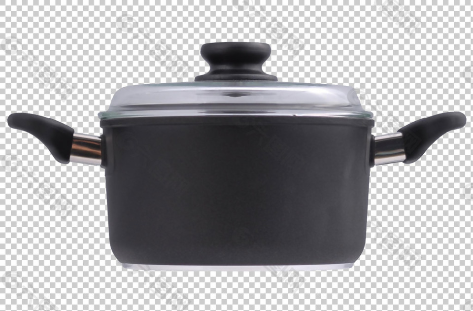 黑色砂锅煮锅图片免抠png透明图层素材