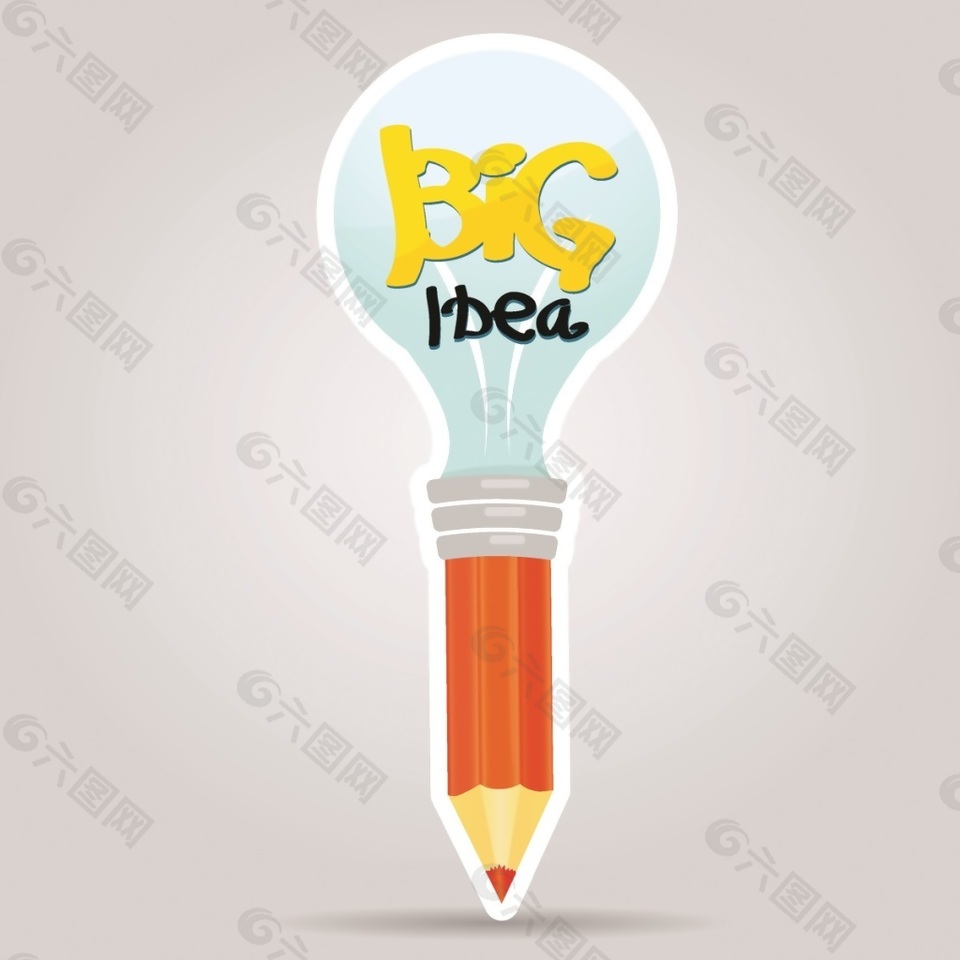 创意铅笔电灯泡矢量素材