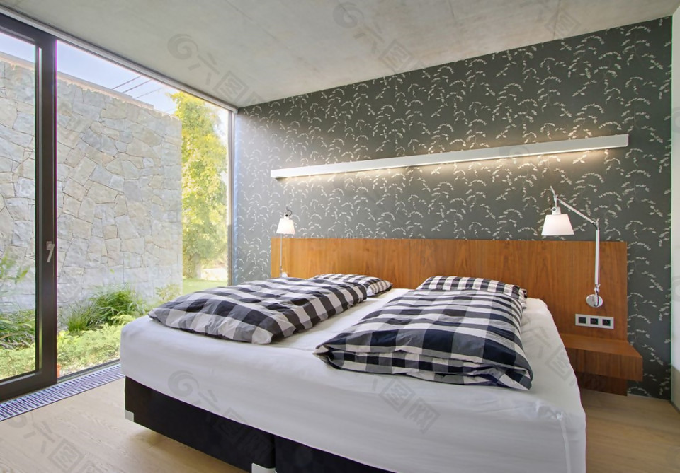 现代简约风格床背景墙装修效果图