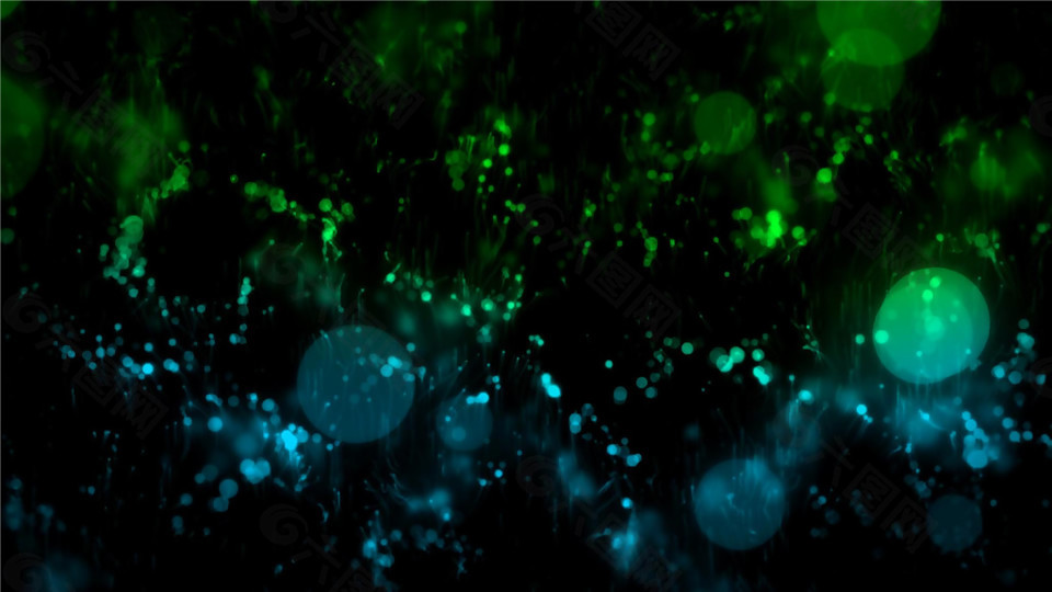 梦幻蓝绿色粒子光斑背景特效