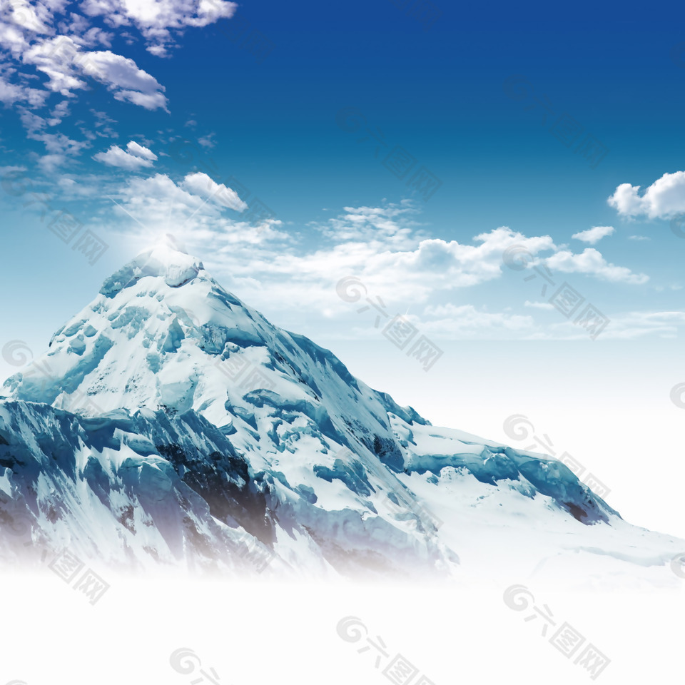 唯美雪山蓝天背景