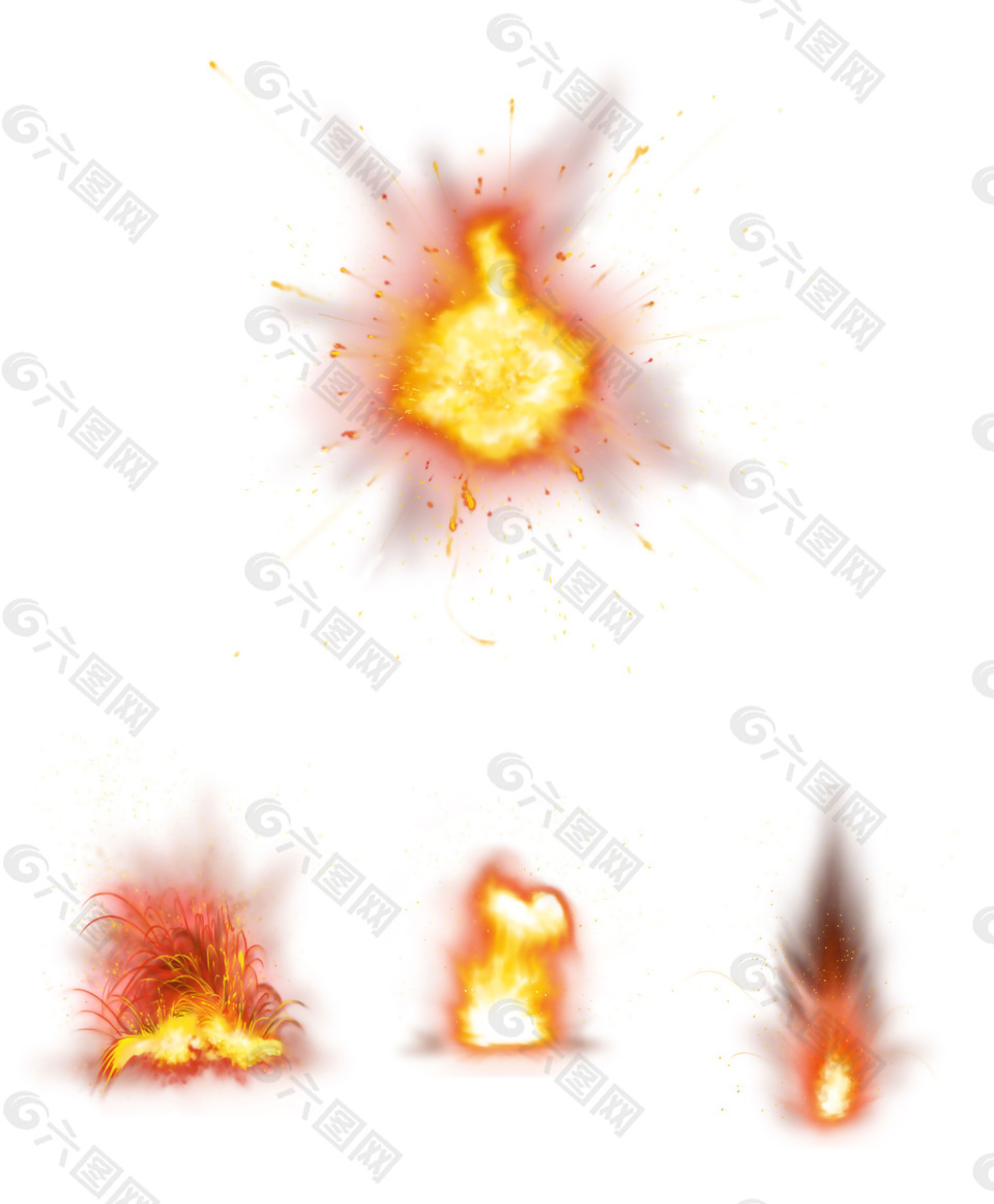 手绘火光爆炸元素