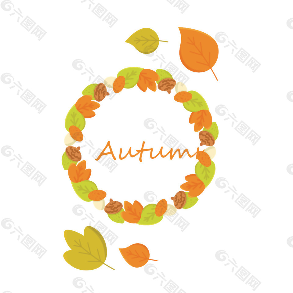 秋季叶子编织花环素材图片