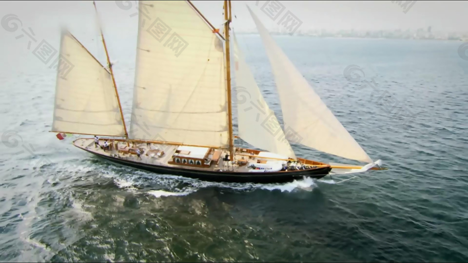 海上帆船乘风破浪大气特效视频素材
