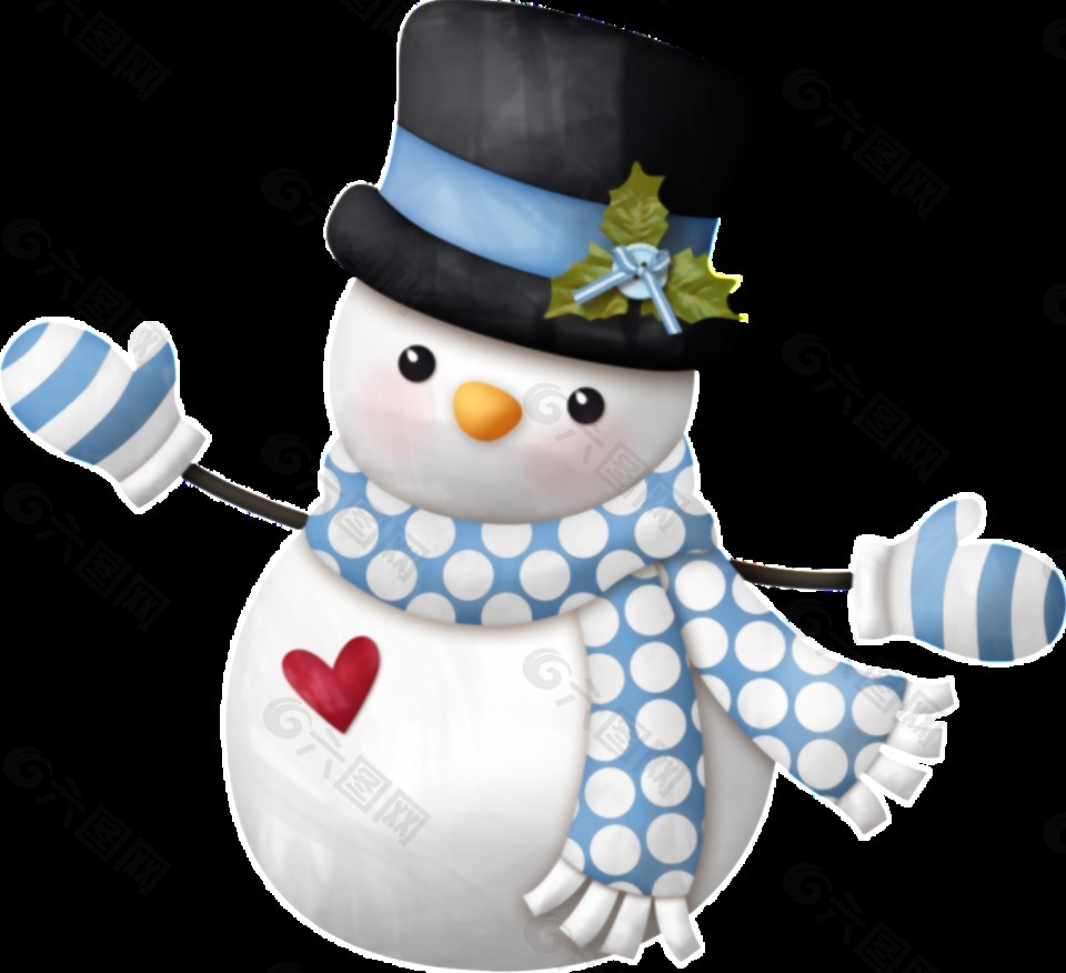白色透明免扣雪人素材