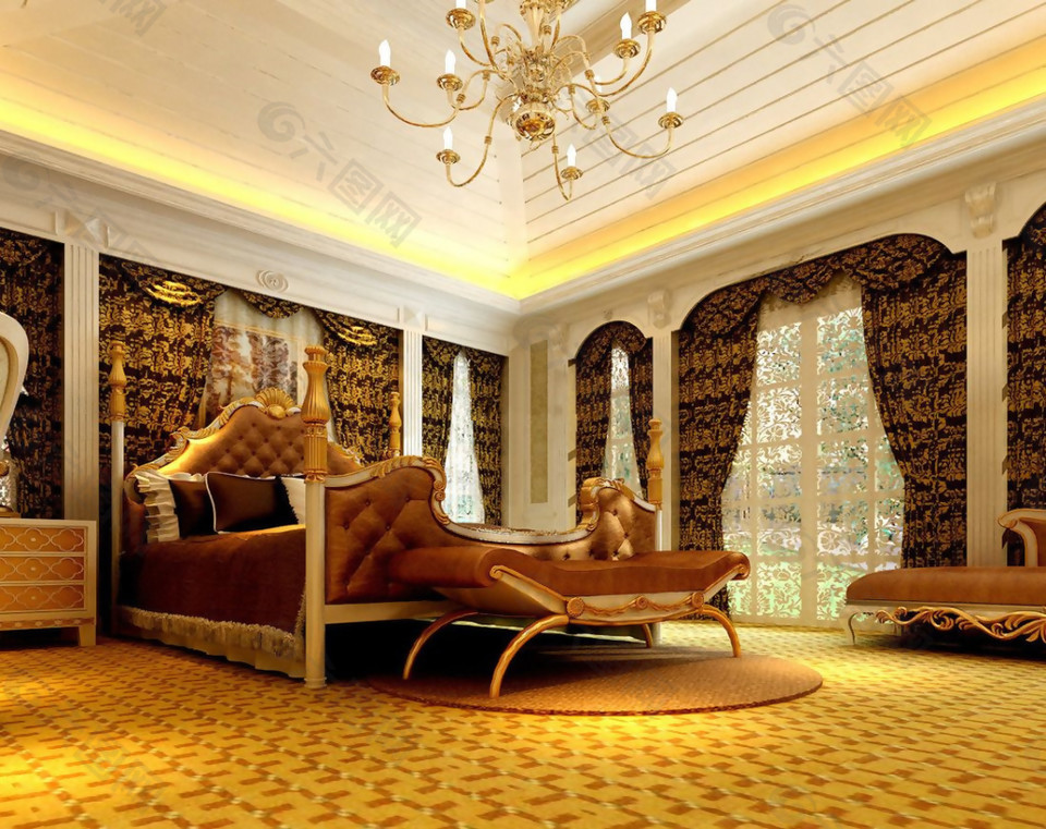 古典欧式大卧室装修效果图