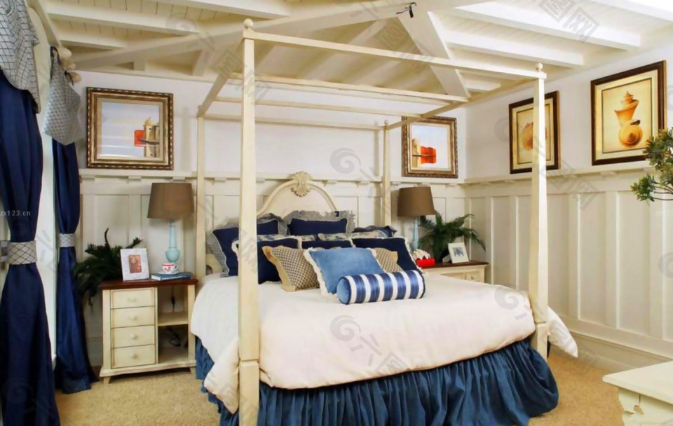 110平米地中海风格卧室床装修效果图
