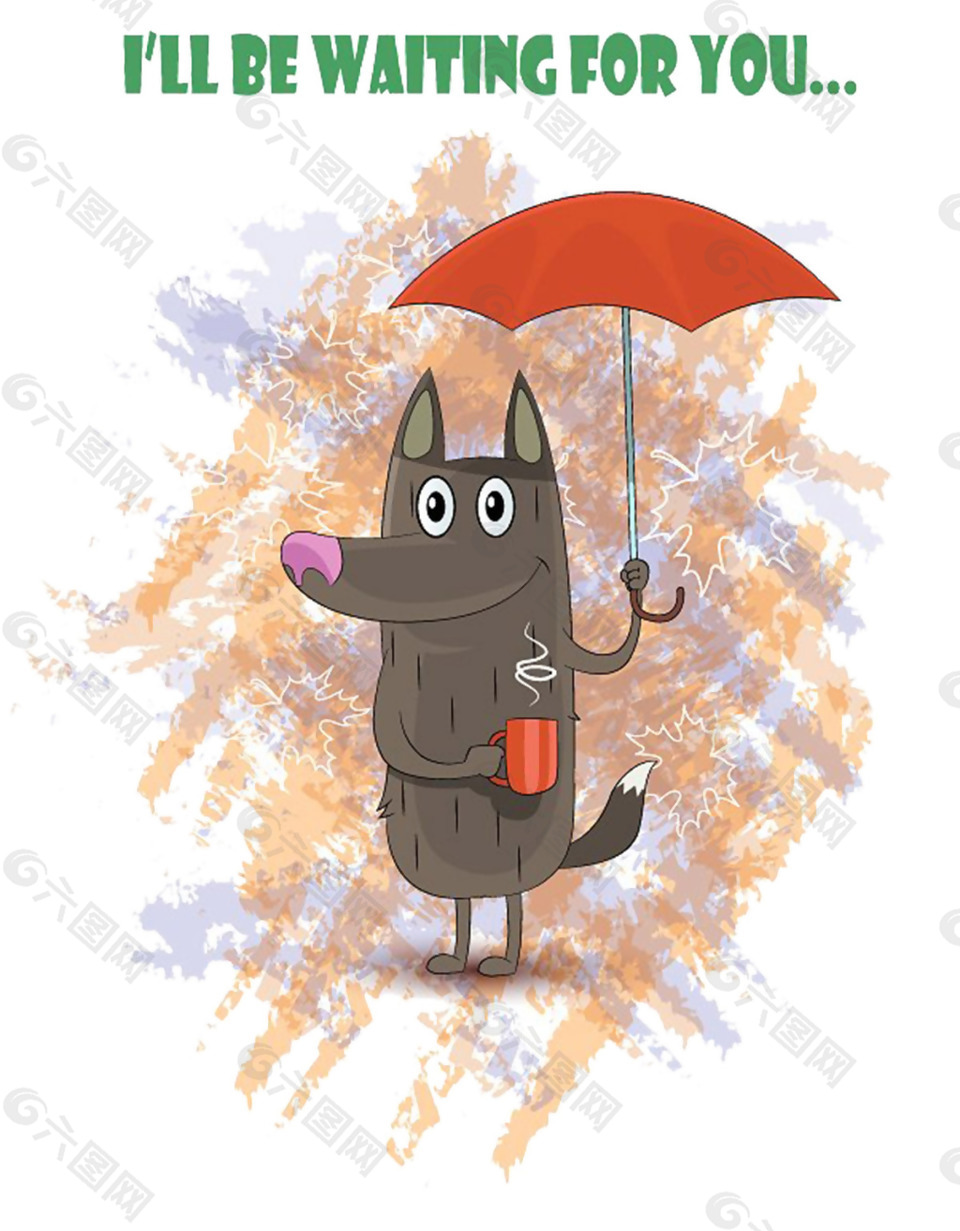 雨伞卡通动物图案
