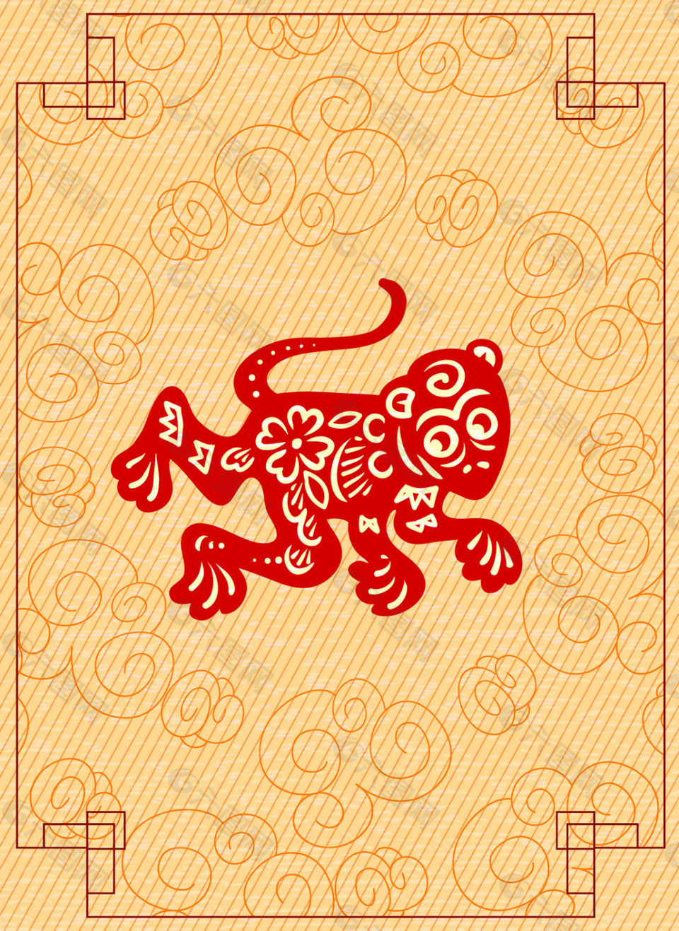 中国传统剪纸艺术十二生肖猴矢量