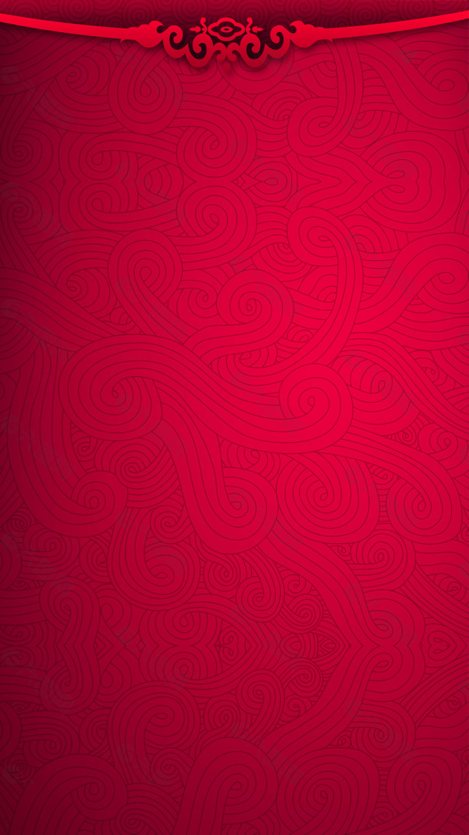 手绘红色花纹H5背景素材