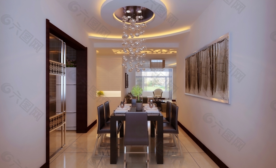 现代时尚唯美水晶吊灯效果图