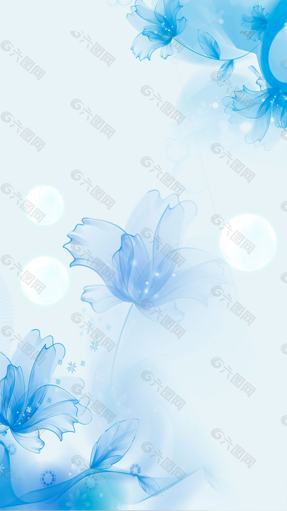 梦幻蓝色花朵H5背景素材