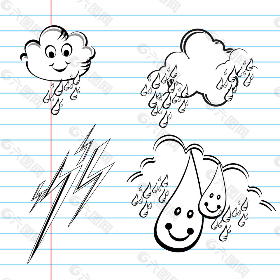 儿童手绘天气素材