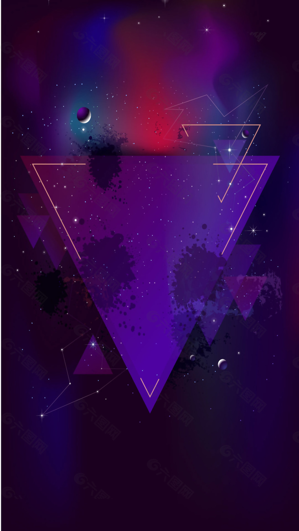 紫色几何三角H5背景素材