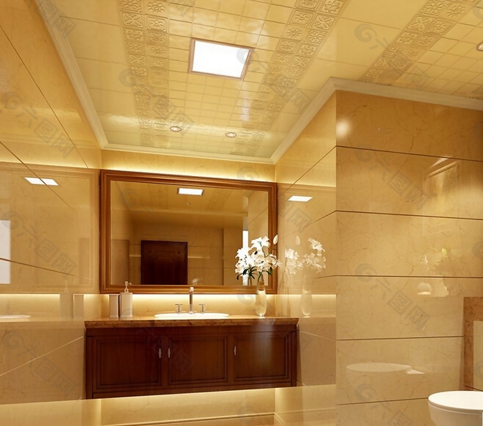 奢华现代风格浴室集成吊顶效果图设计