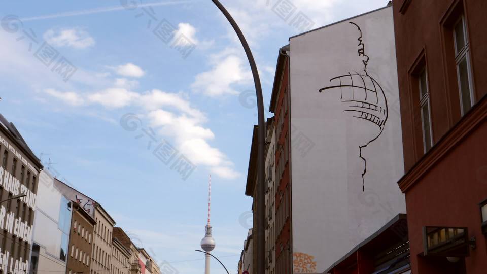 在柏林中央电视塔壁画
