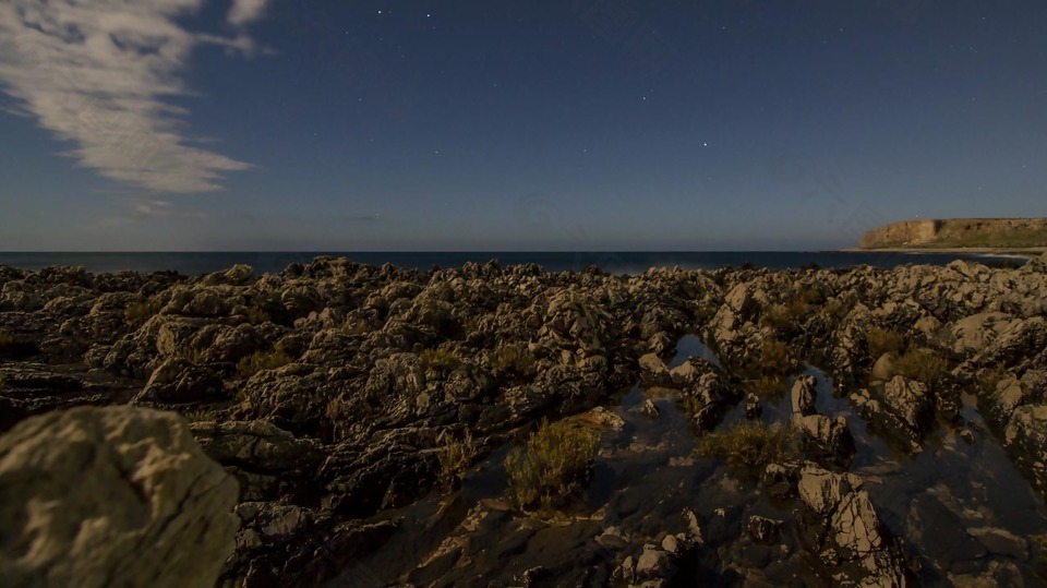岩石海岸和夜晚的海视频音效素材免费下载 图片编号 六图网