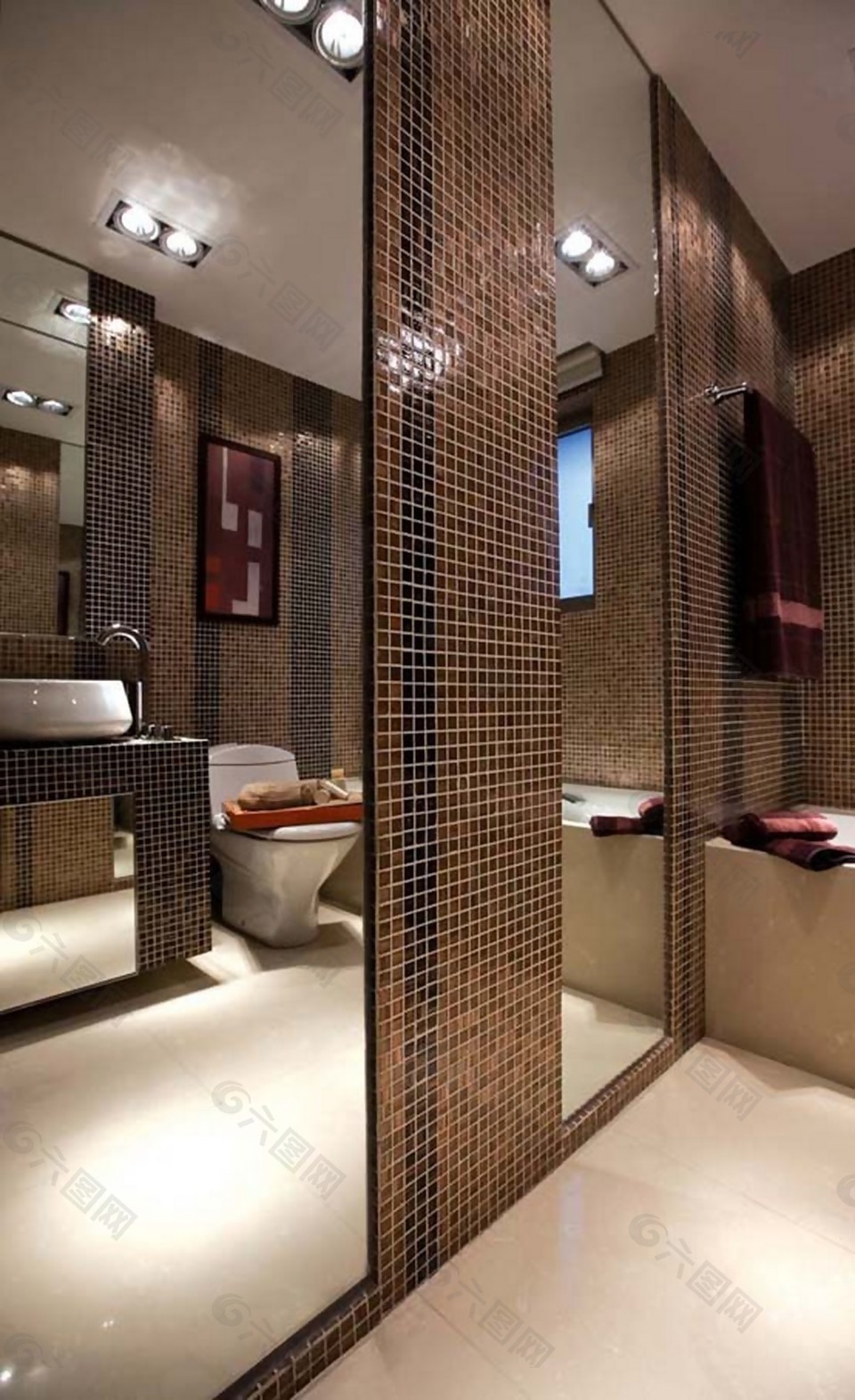 简约风室内设计浴室瓷砖镜子效果图