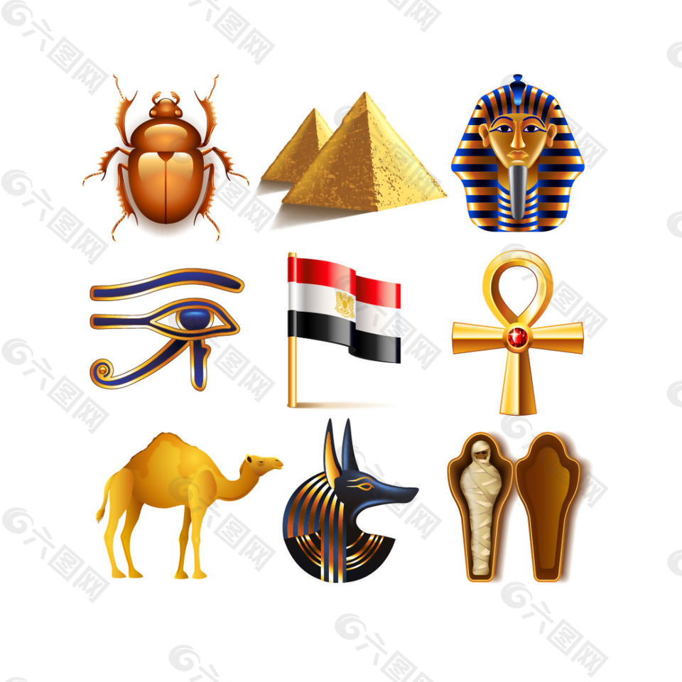 埃及的特色元素向量通过免费的图标