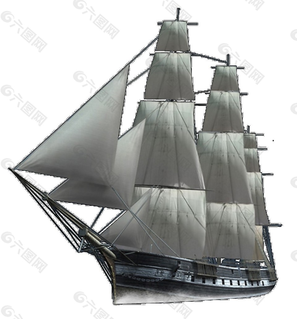 古风大型帆船图案元素