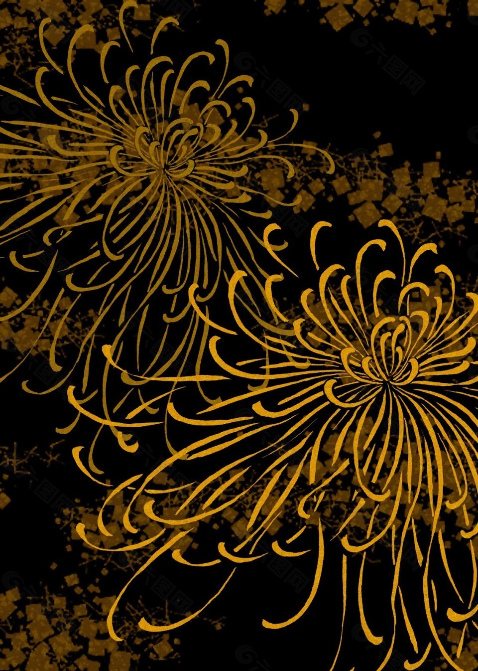 金色菊花图案背景