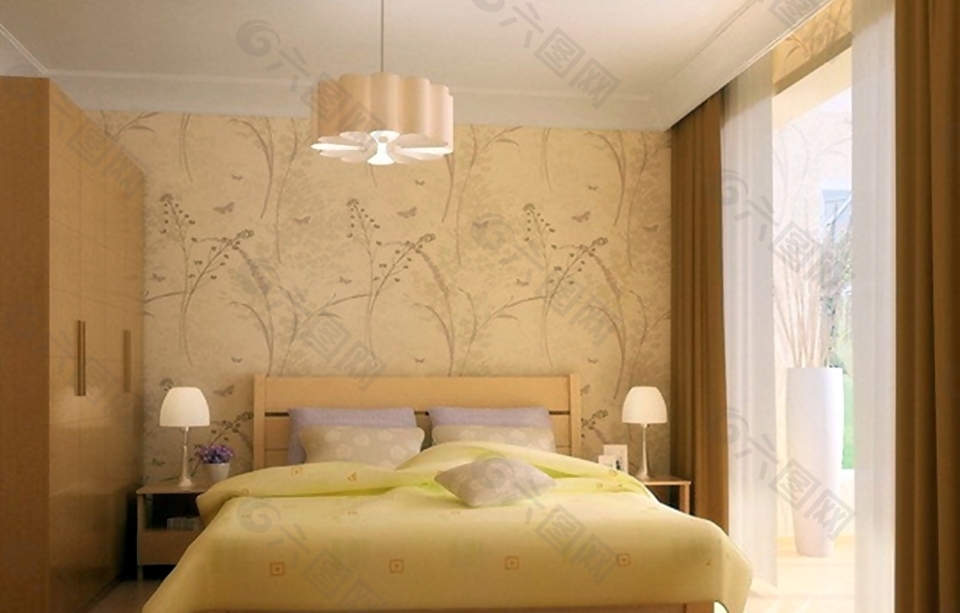 温馨安静居家风格卧室吊顶效果图设计