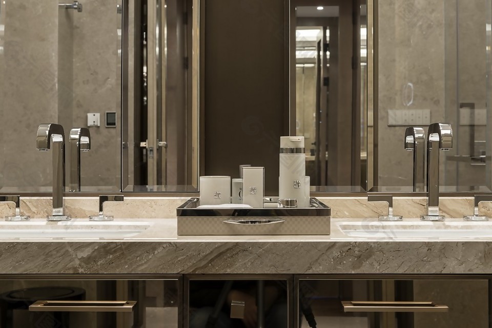 现代轻奢洗手台室内装修效果图