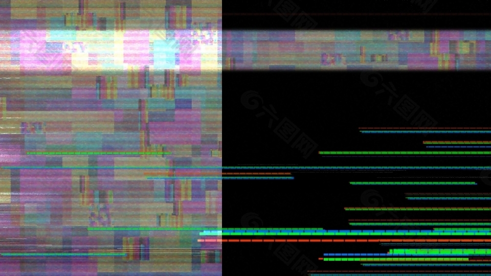 彩色方格线条变化信号故障特效视频素材