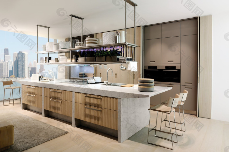 单身公寓开放式厨房装修风格效果图