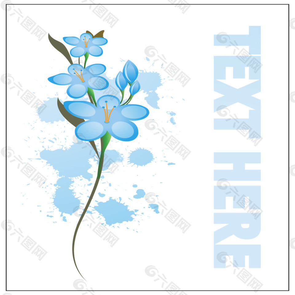 淡雅蓝色花卉矢量素材