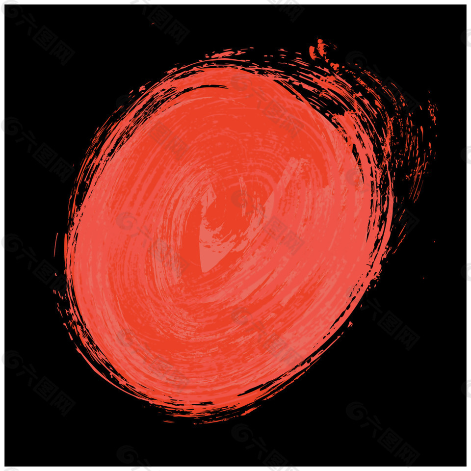 红色水彩圆形涂鸦矢量素材