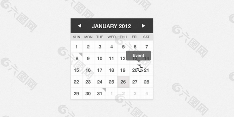 灰色网页日历设计
