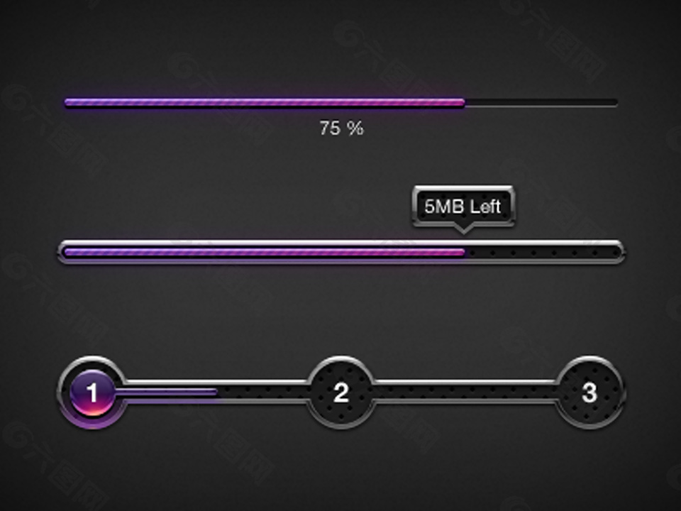 网页紫色渐变条纹进度条滑块设计