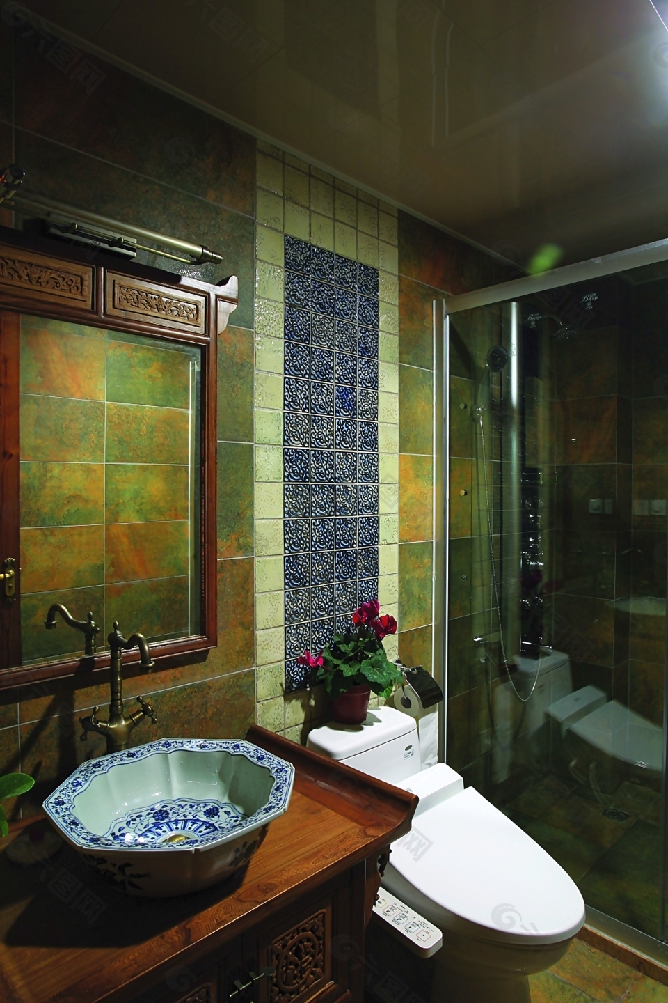 古风怀旧风格浴室别墅效果图设计