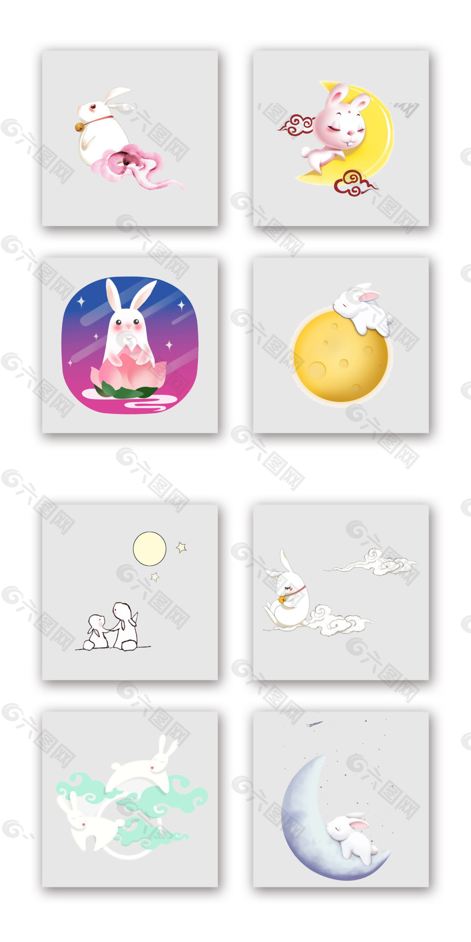 中秋节玉兔卡通图案