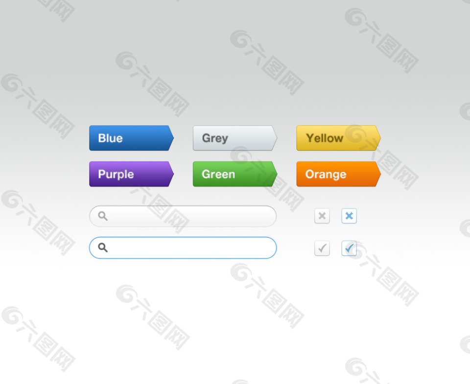 五颜六色的网页按钮搜索框设计素材