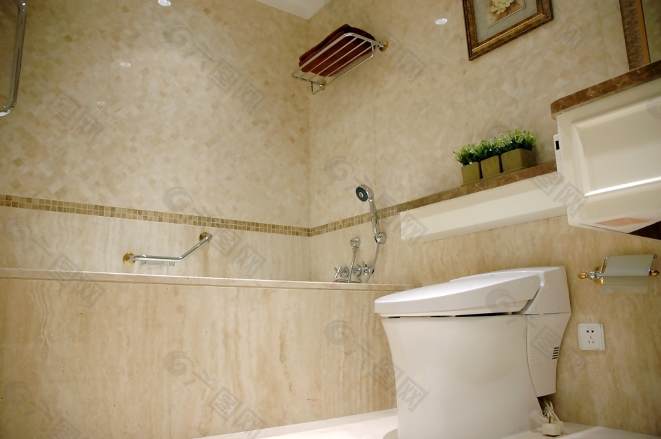 别墅室内浴室现代装修效果图