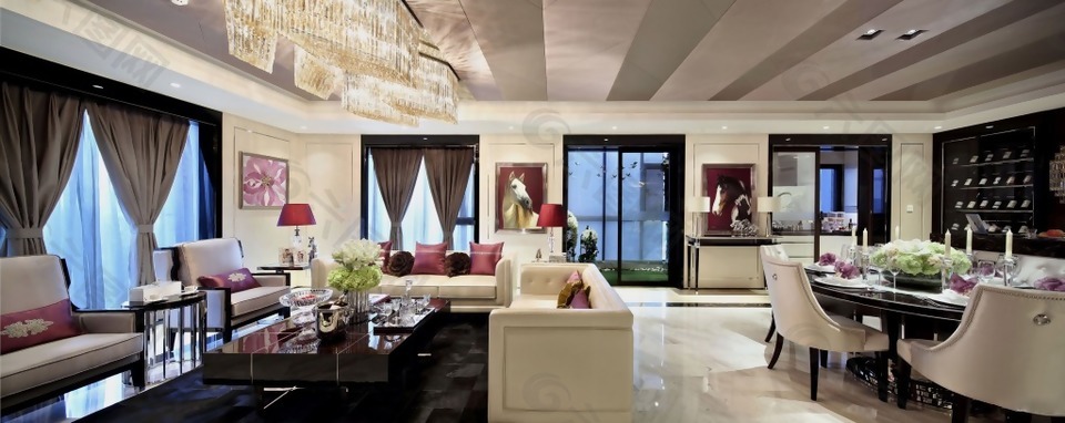 别墅室内客厅现代豪华装修效果图