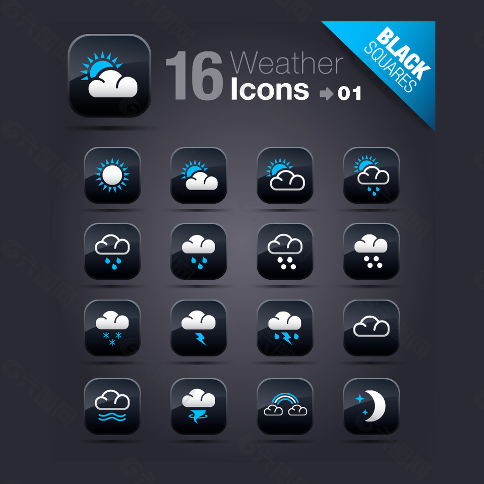 简洁天气图标矢量素材