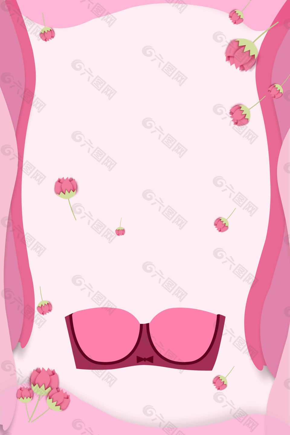 粉色浪漫花朵手绘背景