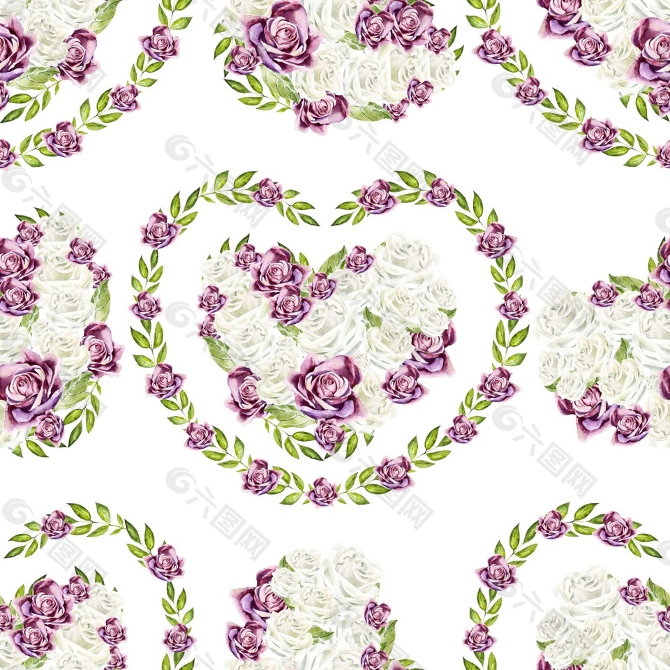紫色花卉图案素材