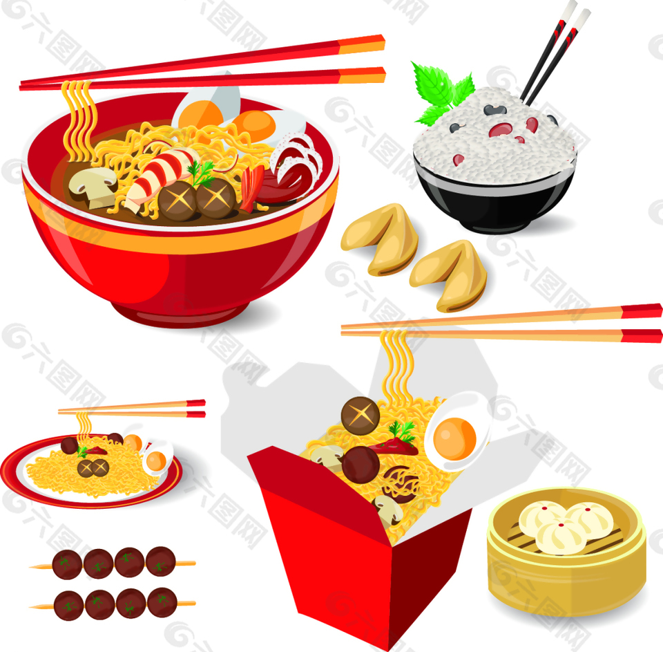传统美味中餐插画