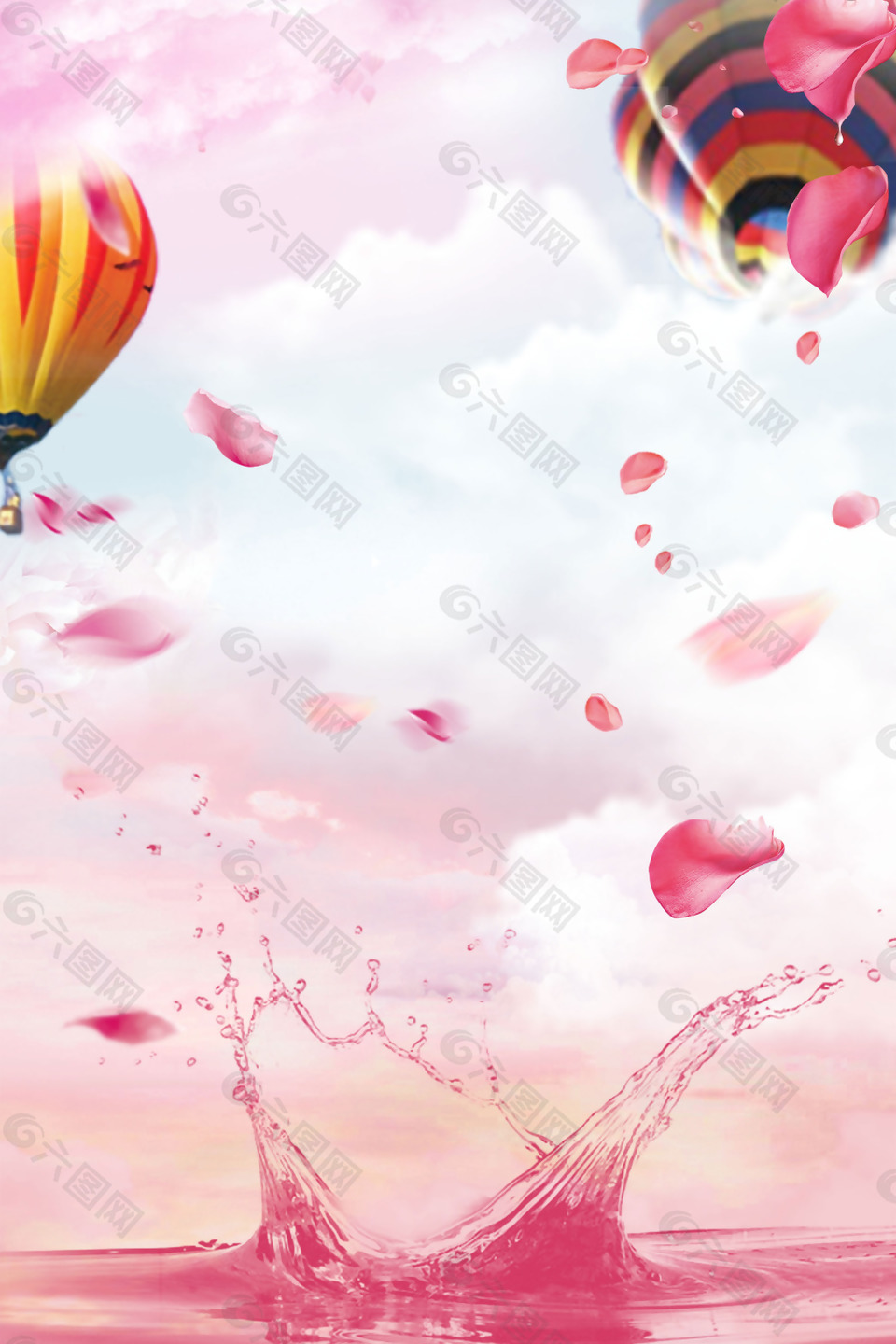 粉色浪漫花瓣情人节背景
