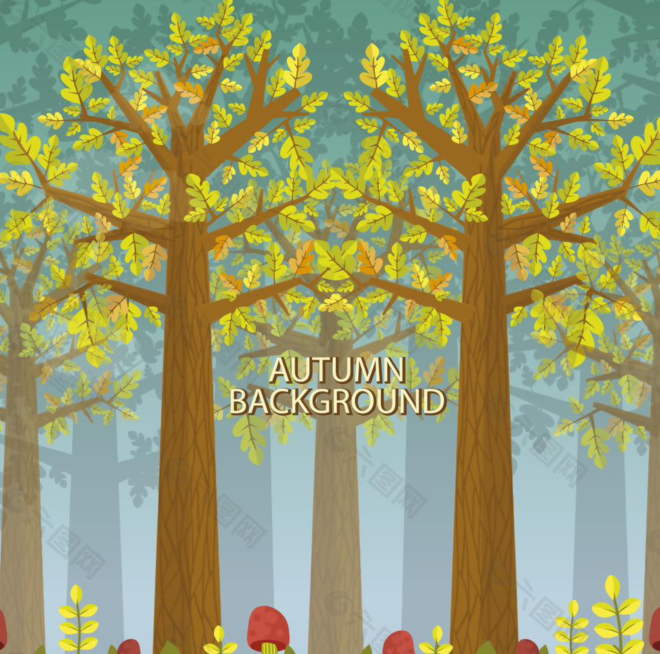 森林里的大树插画